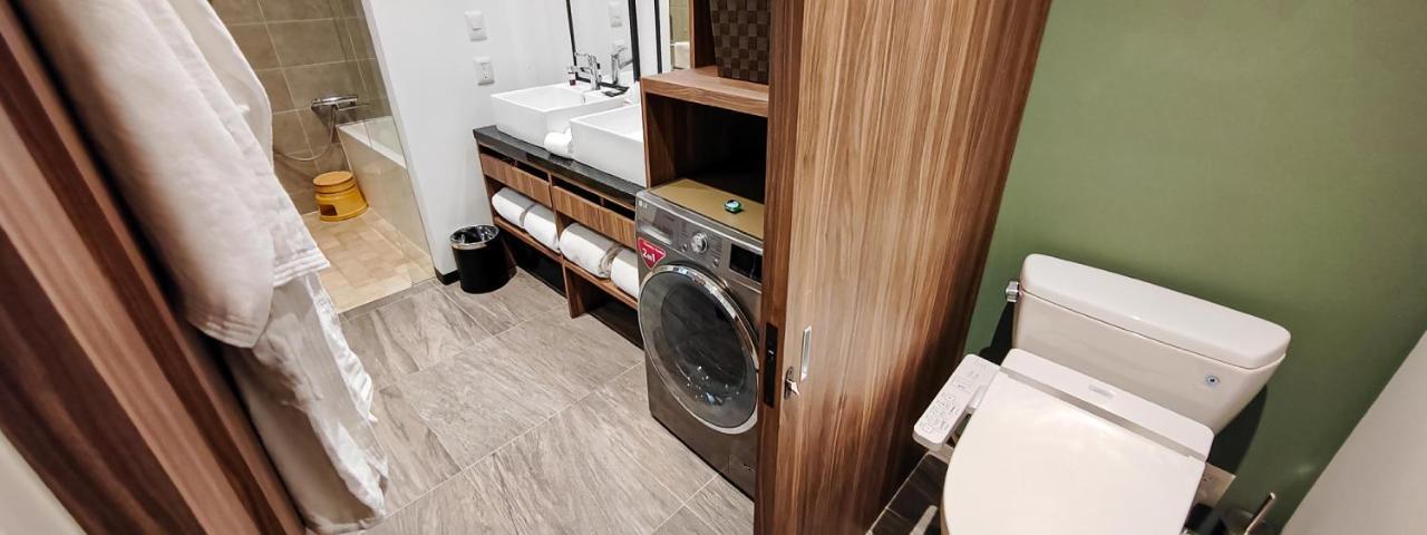 Fujitaya Queretaro Hotel Exterior photo A washing machine in a bathroom